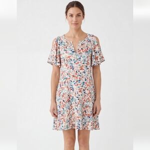 Maeve Dress Blue Pink Abstract Polka Dots Coquette S